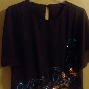 Black blouse with sequence design